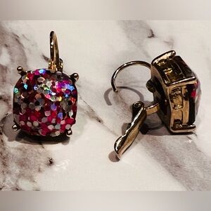 Multi colored stone and gold earrings